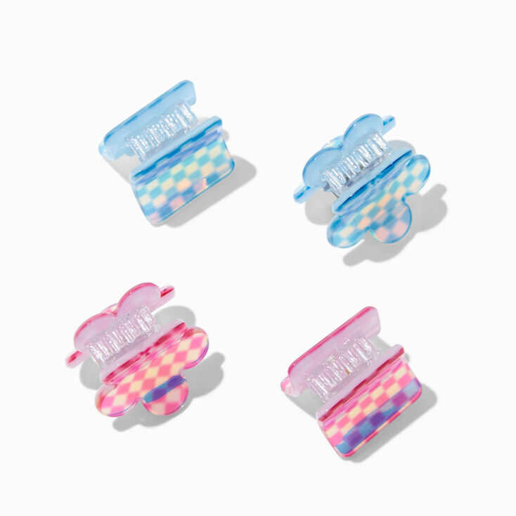 Checkered Retro Mini Hair Claws - 4 Pack,