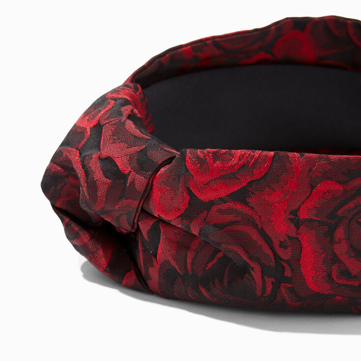 Red Floral Brocade Knotted Headband,