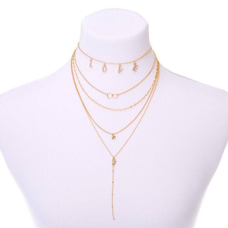Gold Lots of Love Multi Strand Necklace,