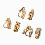 Gold Crystal Clip-On Earrings - 3 Pack,