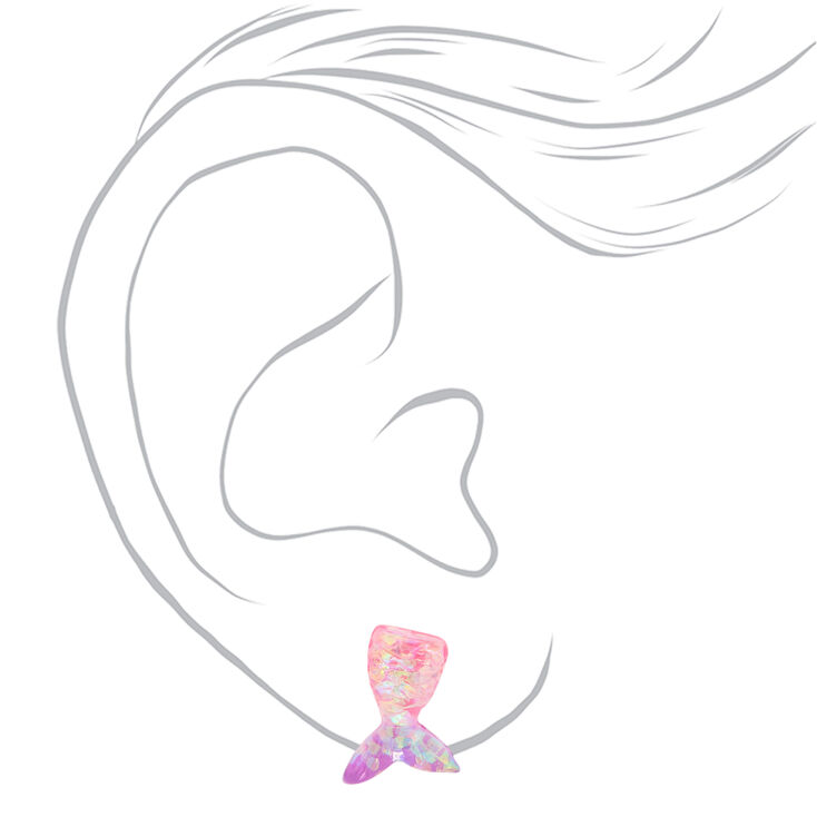 Iridescent Mermaid Tail Stud Earrings,