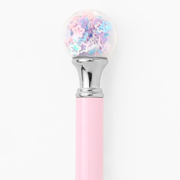 Star Confetti Shakey Globe Pen - Pink,
