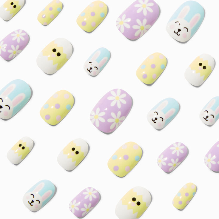 Easter Bunnies & Daisies Press On Faux Nail Set - 24 Pack