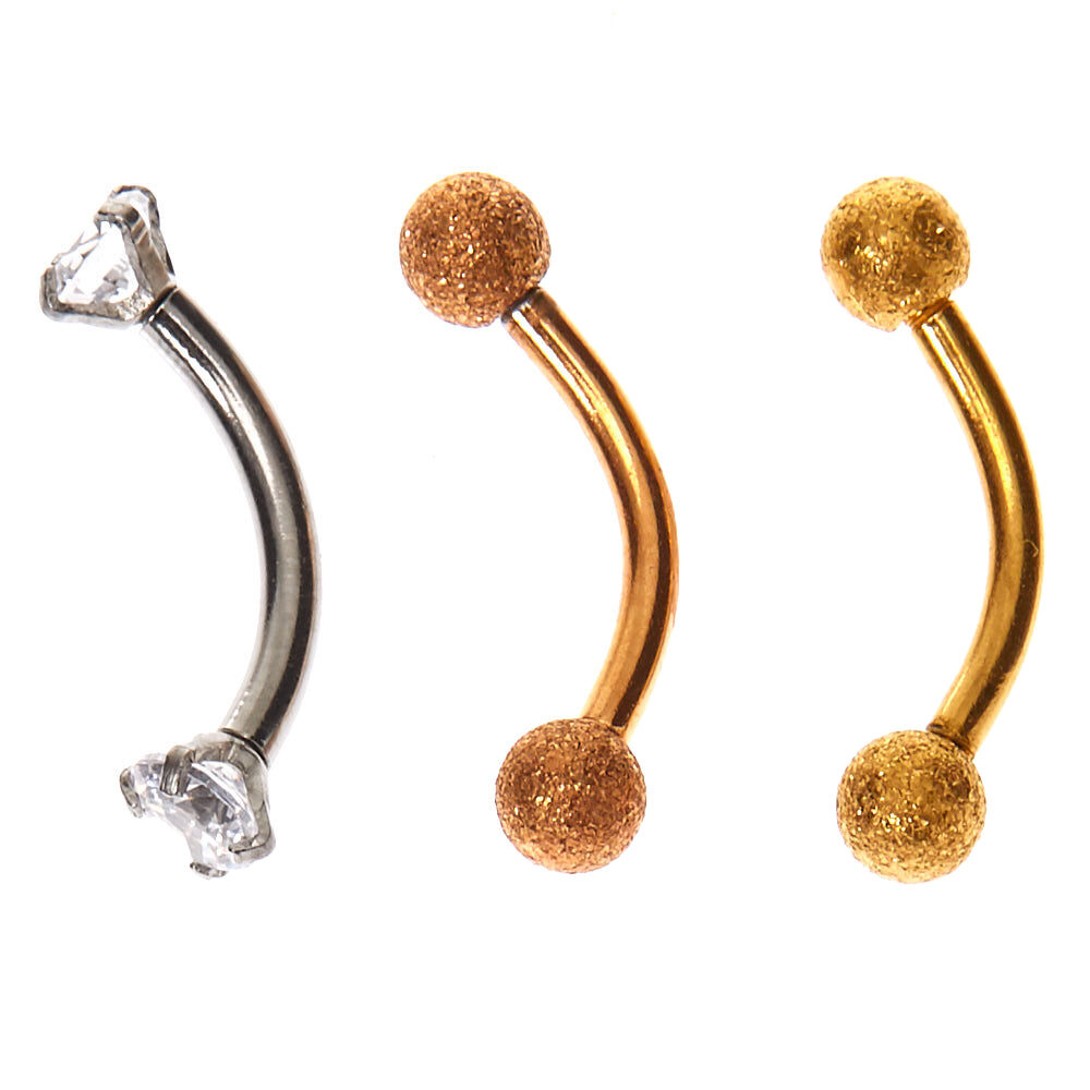 Mixed Metal 16G Rook Earrings - 3 Pack,