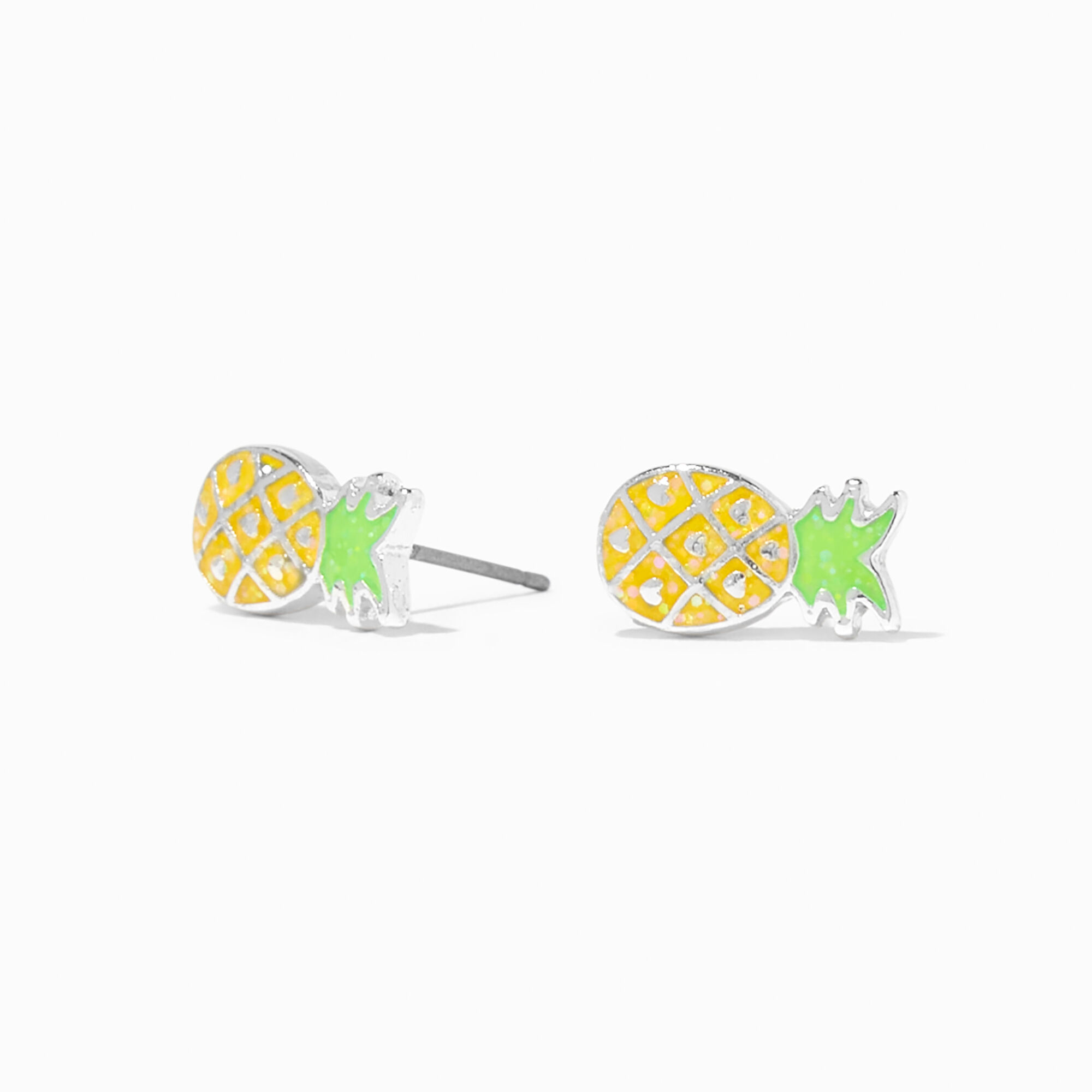 Glow in the Dark Pineapple Stud Earrings Claire s US
