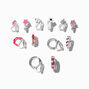 Pink Flowers &amp; Checks Clip-On Earring Set - 6 Pack,