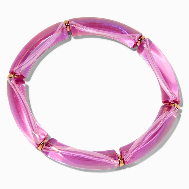 Purple Iridescent Tube Stretch Bracelet,