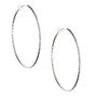 Silver 50MM Textured Clip On Hoop Earrings,