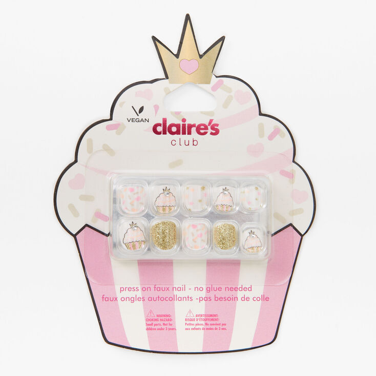 Claire&#39;s Club Birthday Cupcake Vegan Press On Faux Nail Set - 10 Pack,