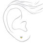 Silver-tone Glitter Rainbow Heart Stud Earrings,
