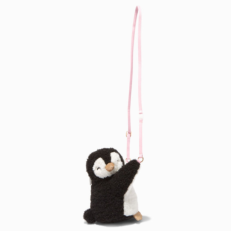 Claire&#39;s Club Sherpa Hugging Penguin Crossbody Bag,