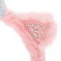 Cache-oreilles doux rose avec d&eacute;coration licorne,
