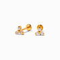 C LUXE by Claire&#39;s Gold-tone Titanium Cubic Zirconia Tripod Flat Back Stud Earrings,