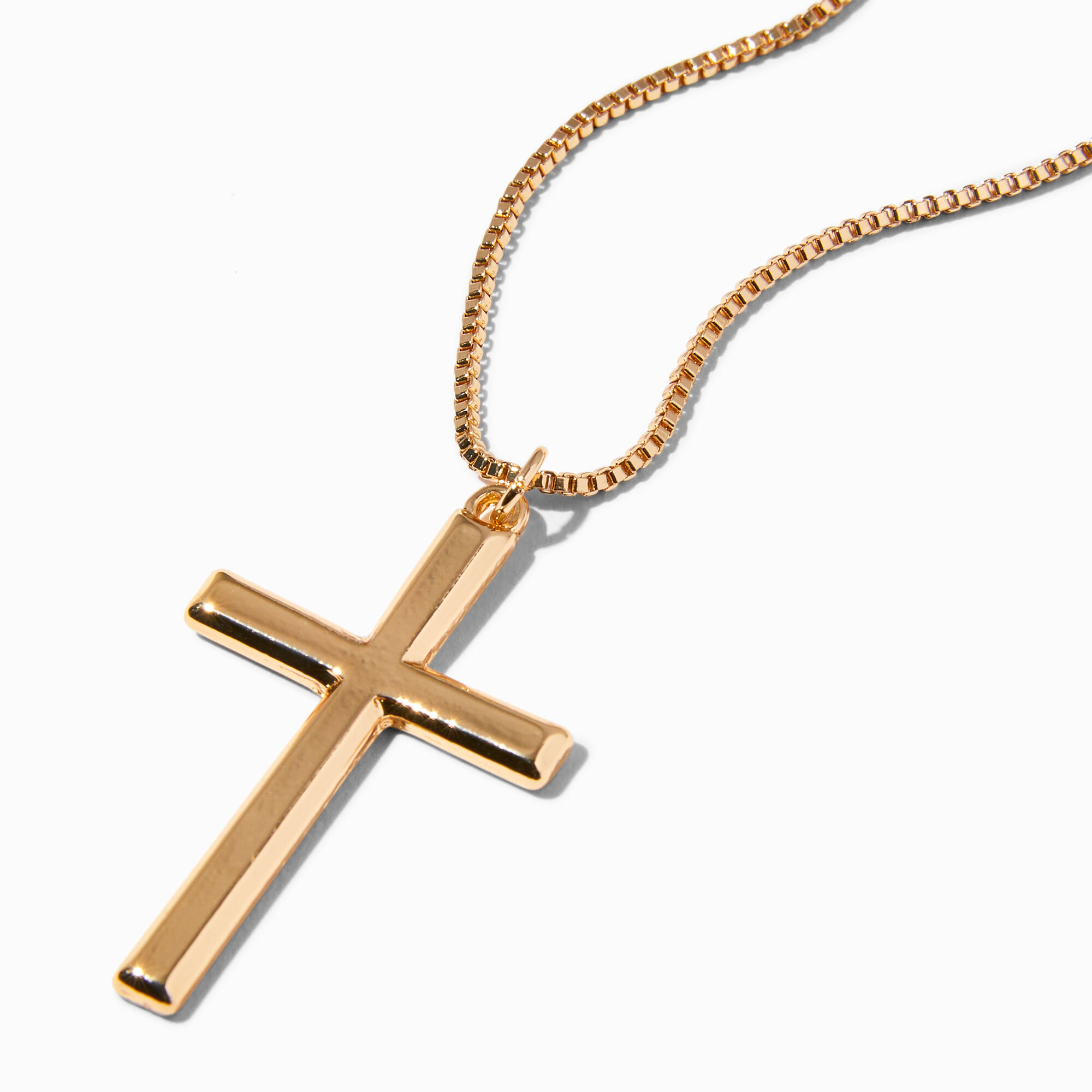 View Claires Tone Cross Pendant Necklace Gold information