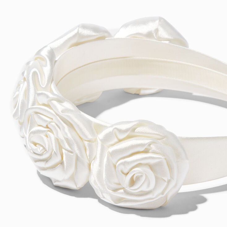 Serre-t&ecirc;te floral roses blanches,