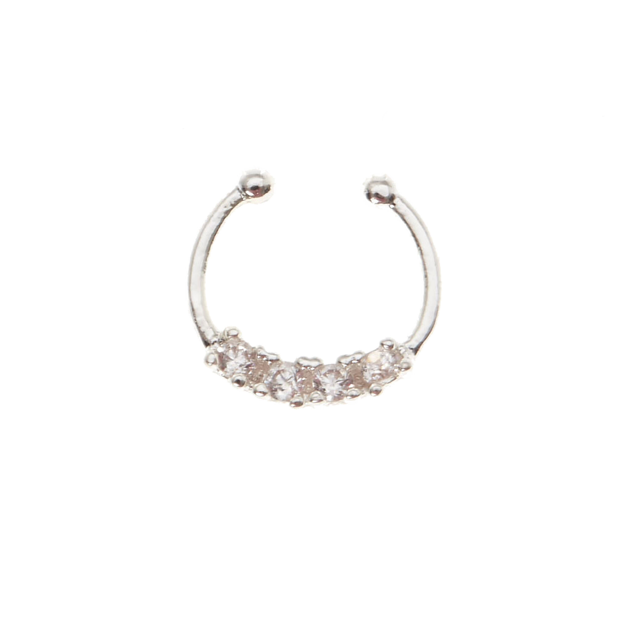 Silver Crystal Faux Nose Ring Claire's US