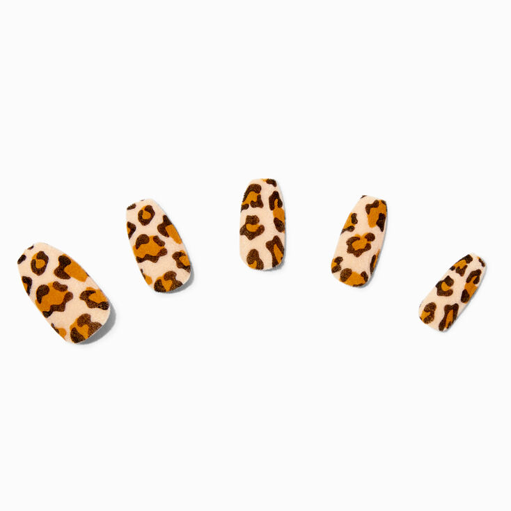 Leopard Print Coffin Vegan Faux Nail Set - 24 Pack,
