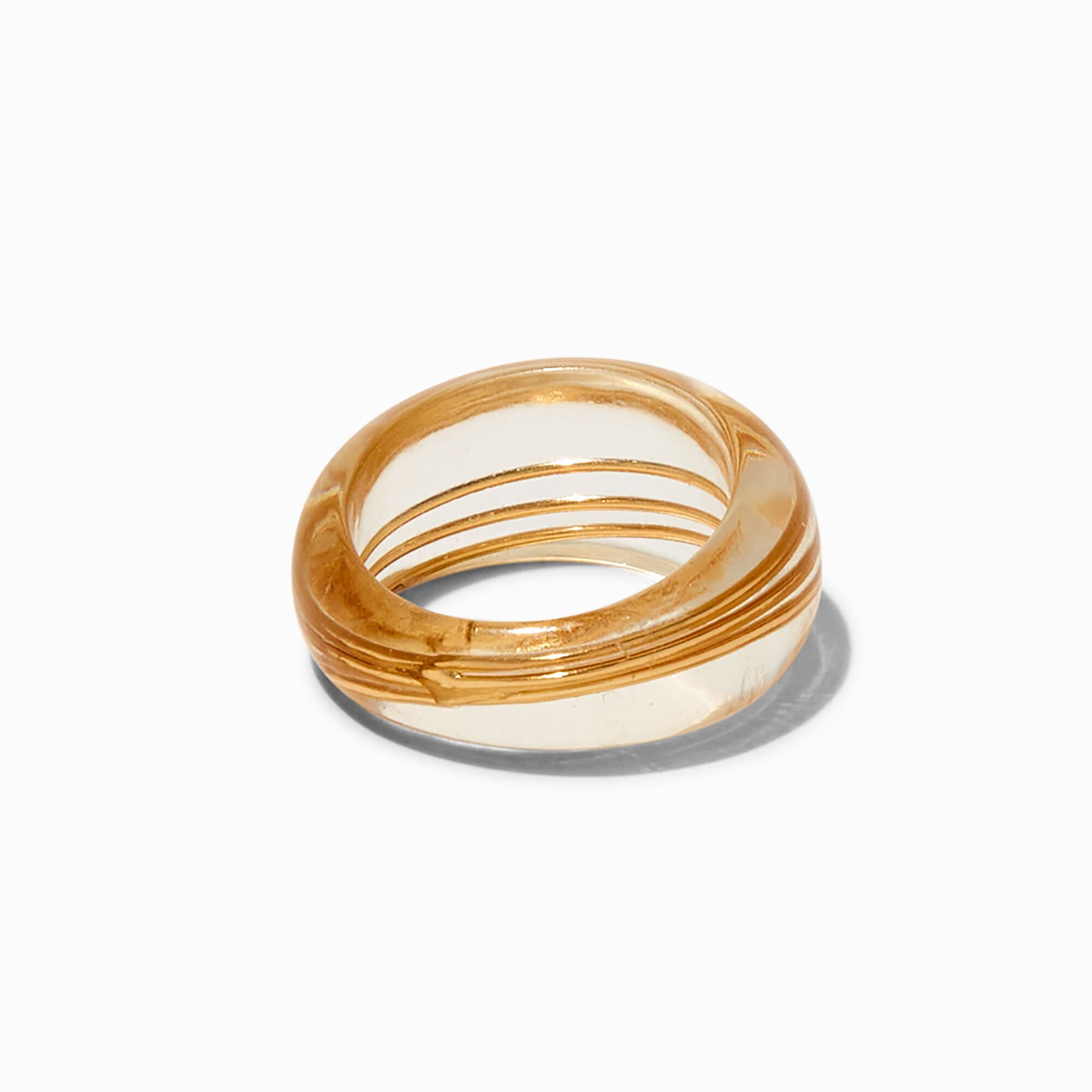 Gold-tone Wire Wrap Clear Acrylic Ring,