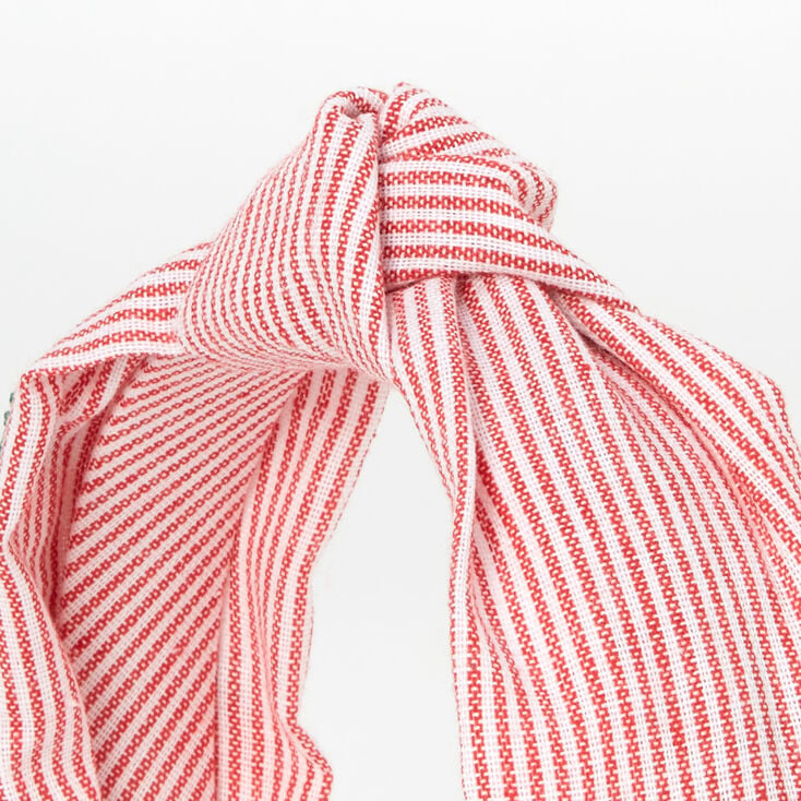 Red &amp; White Striped Cherries Knotted Headband,