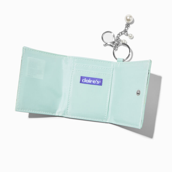 Crystal Bow Mint Green Trifold Wallet,