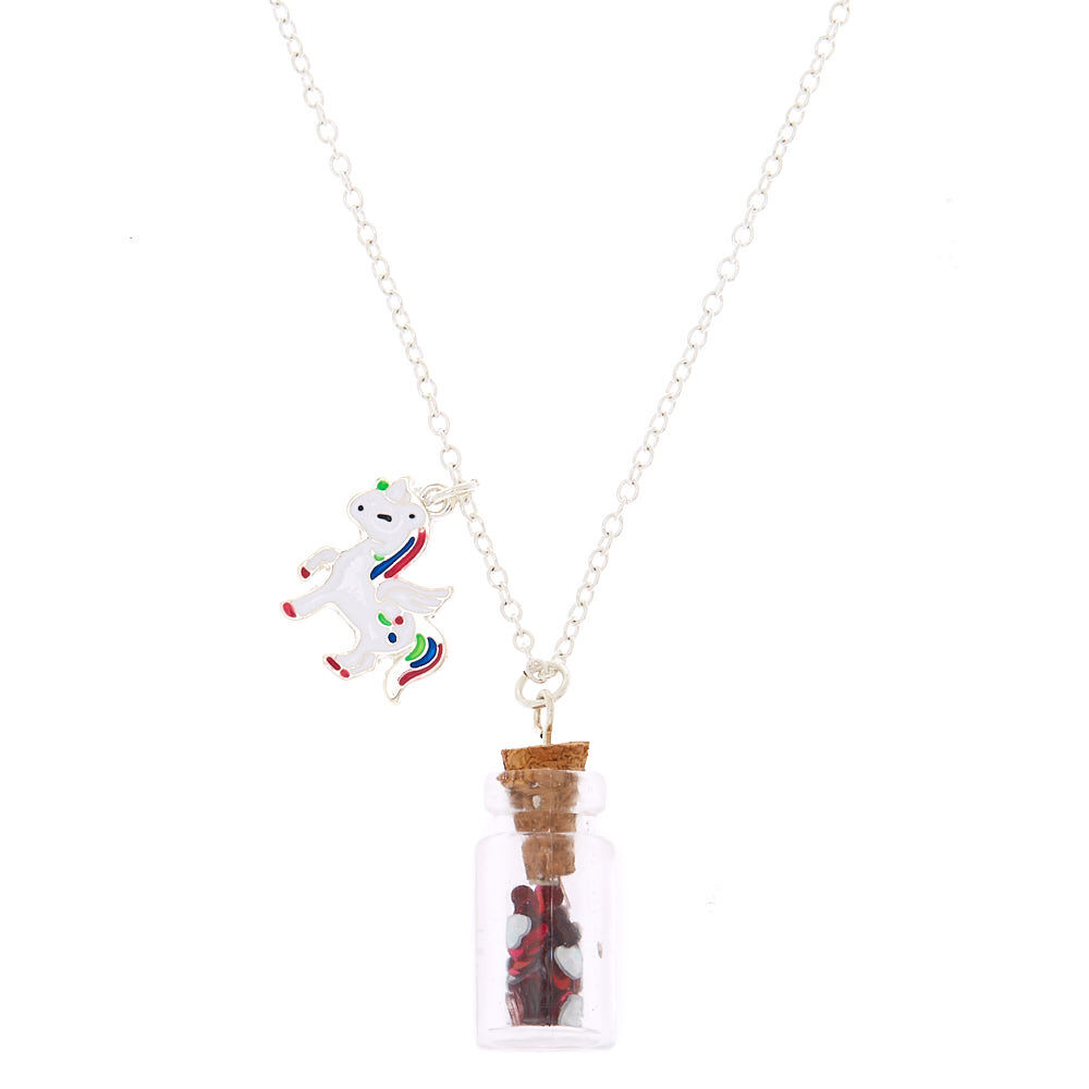 Unicorn Confetti Bottle Pendant Necklace,
