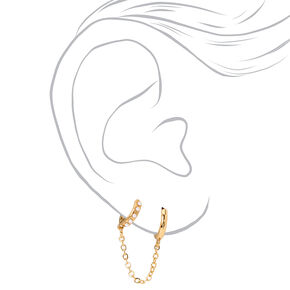 18k Gold Plated One 10MM Pearl Hoop Connector Earring,