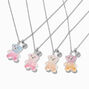Best Friends Iridescent Ombr&eacute; Teddy Bear Pendant Necklaces - 4 Pack,