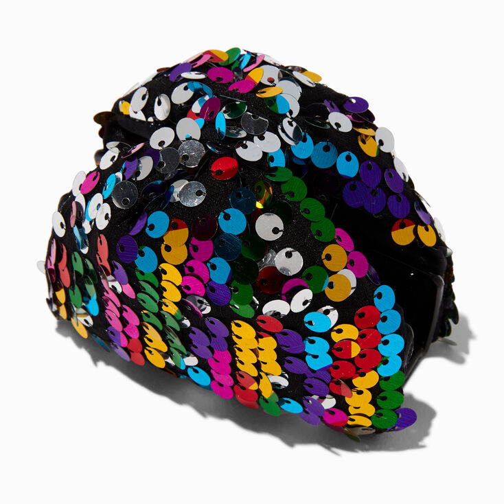 Rainbow Sequin Bow Hair Claw,