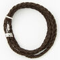 Brown Leather Look Braided Wrap Bracelet,