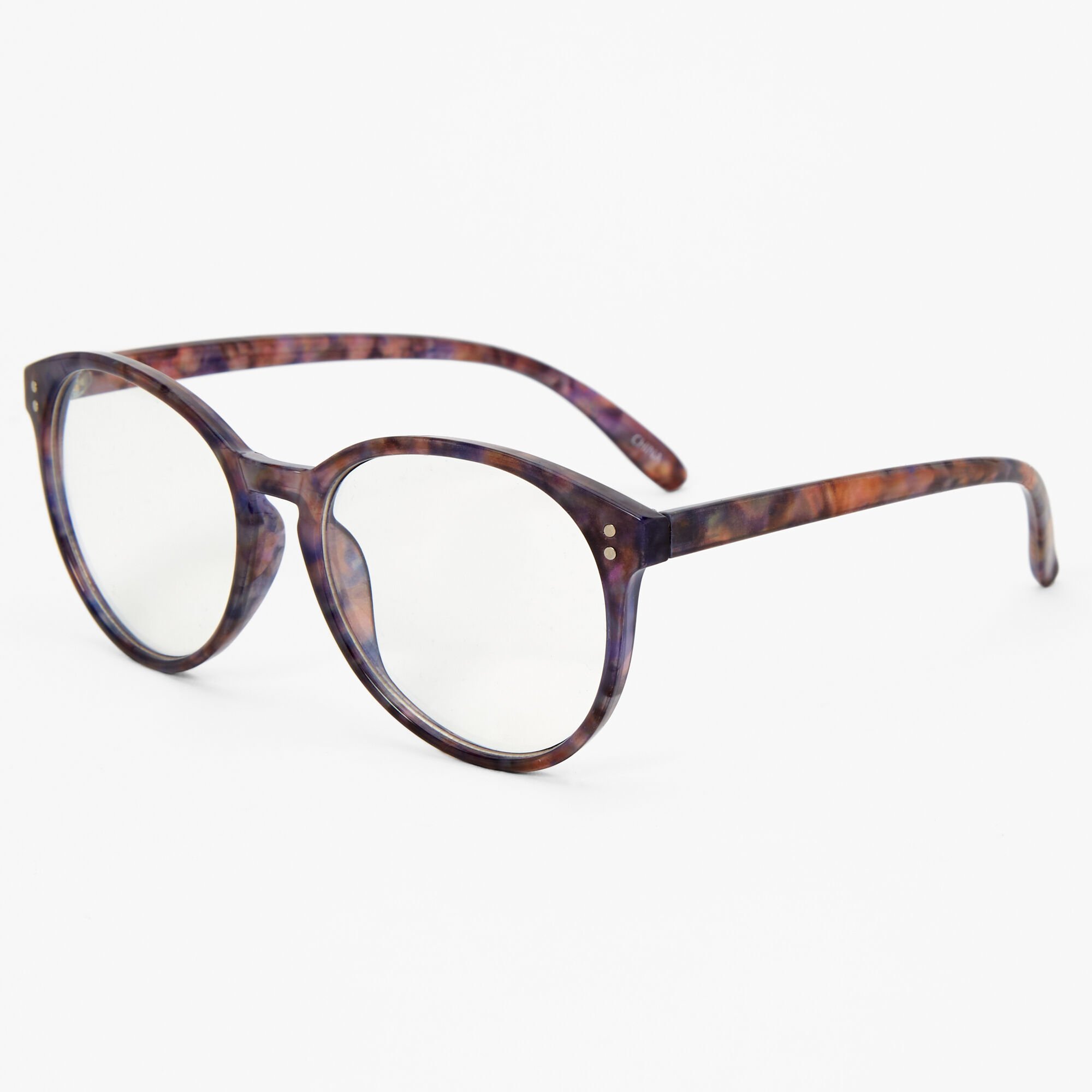 Brown Solar Blue Light Reducing Round Tortoiseshell Clear Lens