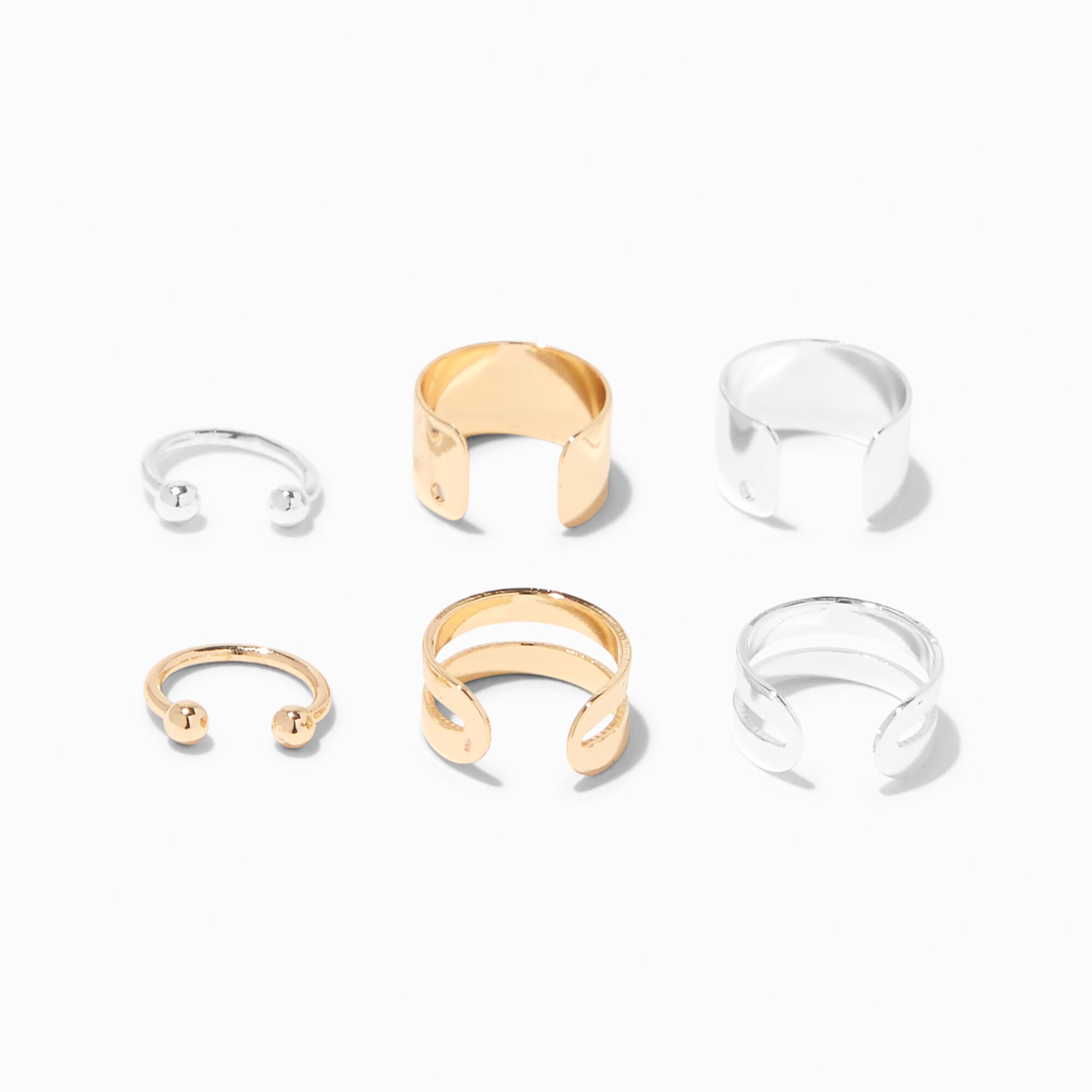 View Claires Mixed Metal Basic Ear Cuffs 6 Pack Gold information