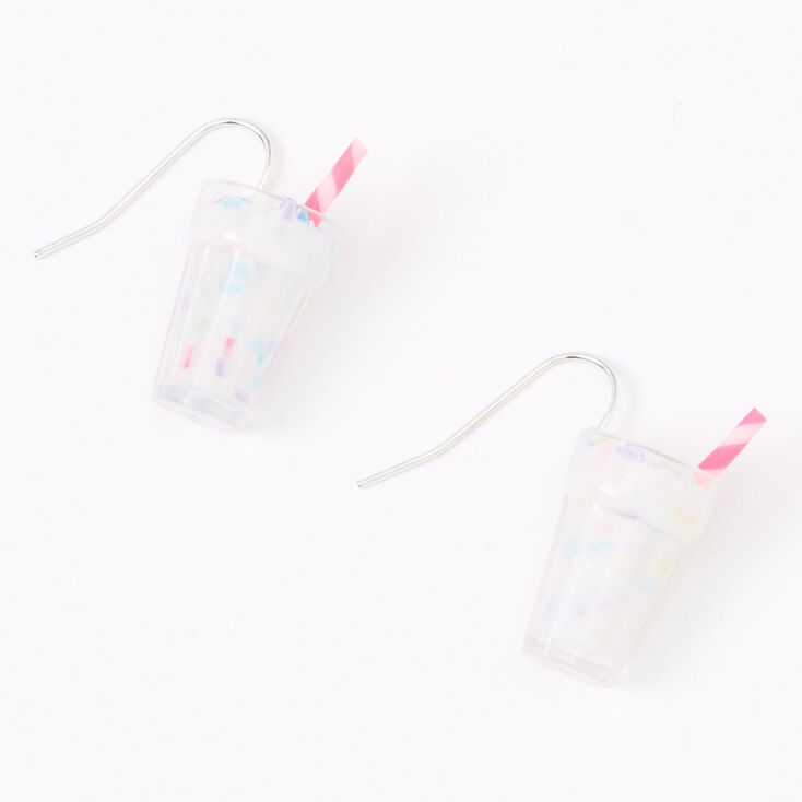 Vanilla Milkshake 1&quot; Silver Drop Earrings,