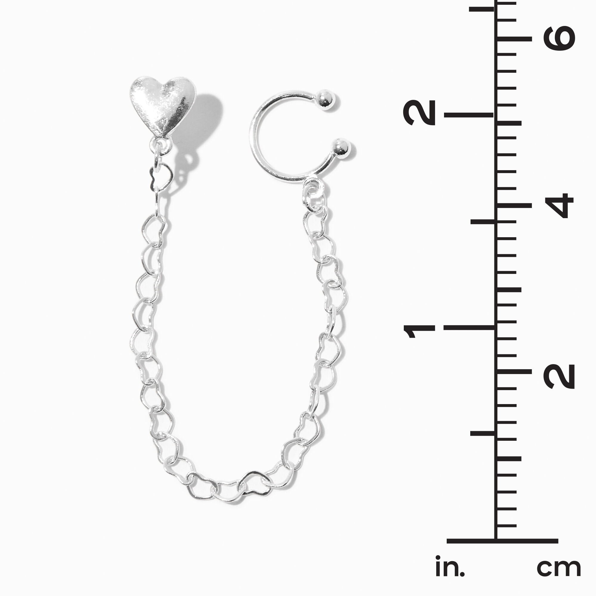 Silver Heart Ear Connector Earrings,