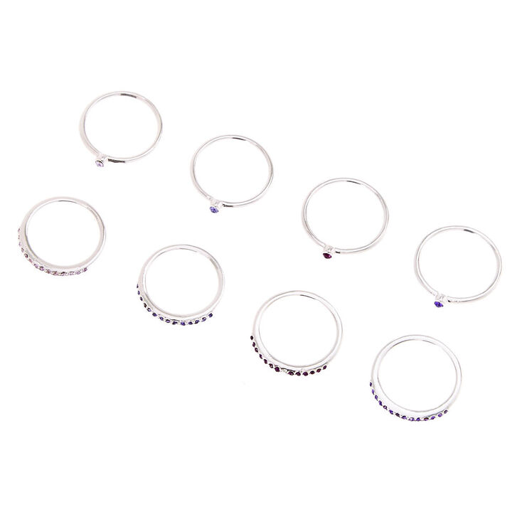 4 Pack Purple Studded Ring Pairs Claire S Us