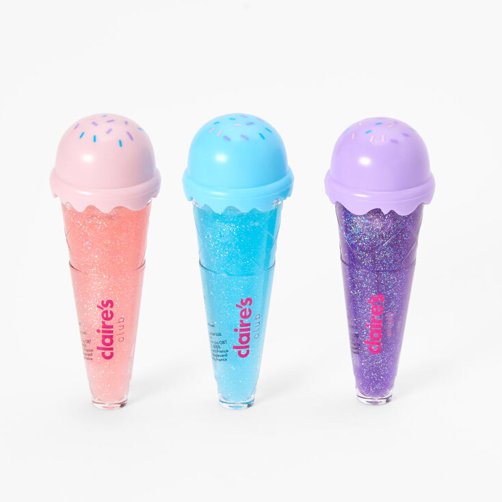 Claire&#39;s Club Glitter Ice Cream Lip Gloss Set - 3 Pack,