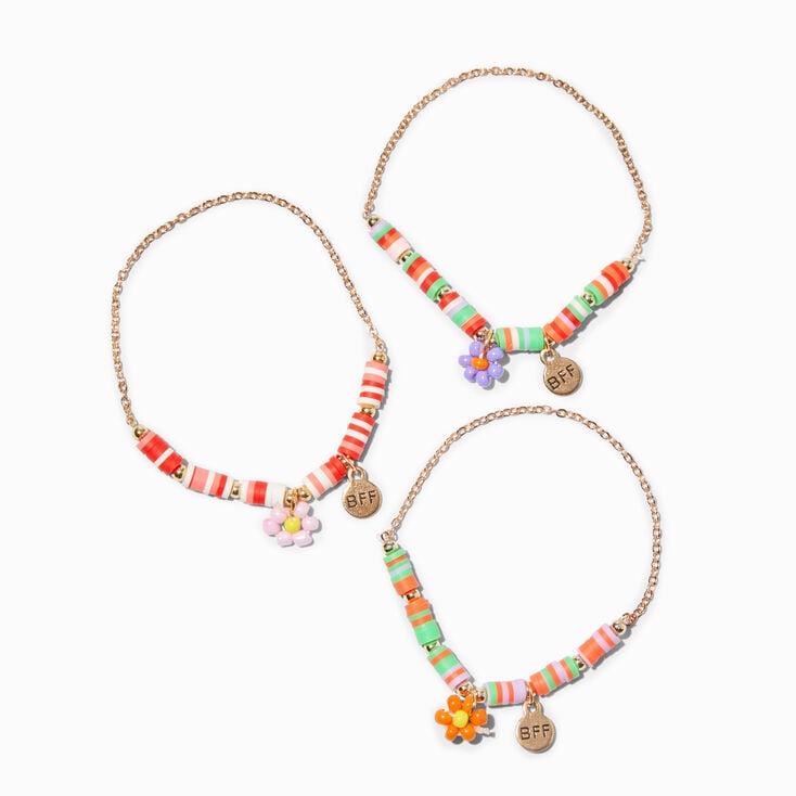 Best Friends Heishi Beaded Daisy Stretch Bracelets - 3 Pack,