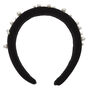 Velvet Pearl Puff Headband - Black,