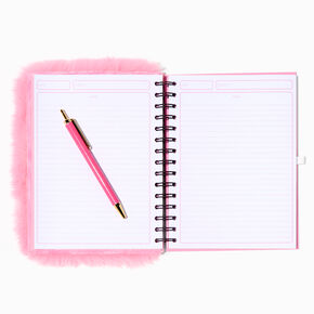 Furry Pink Butterfly Spiral Journal,