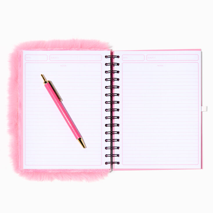 Furry Pink Butterfly Spiral Journal,