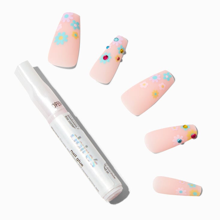 Daisy Bling Squareletto Vegan Faux Nail Set - 24 Pack,