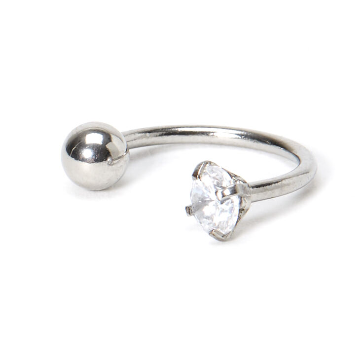 Anneau fer &agrave; cheval pour piercing au cartilage boule zircon cubique 1,2&nbsp;mm en titane couleur argent&eacute;e,