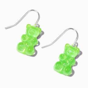Green Glow  in the Dark Gummy Bear 0.5&quot; Drop Earrings,