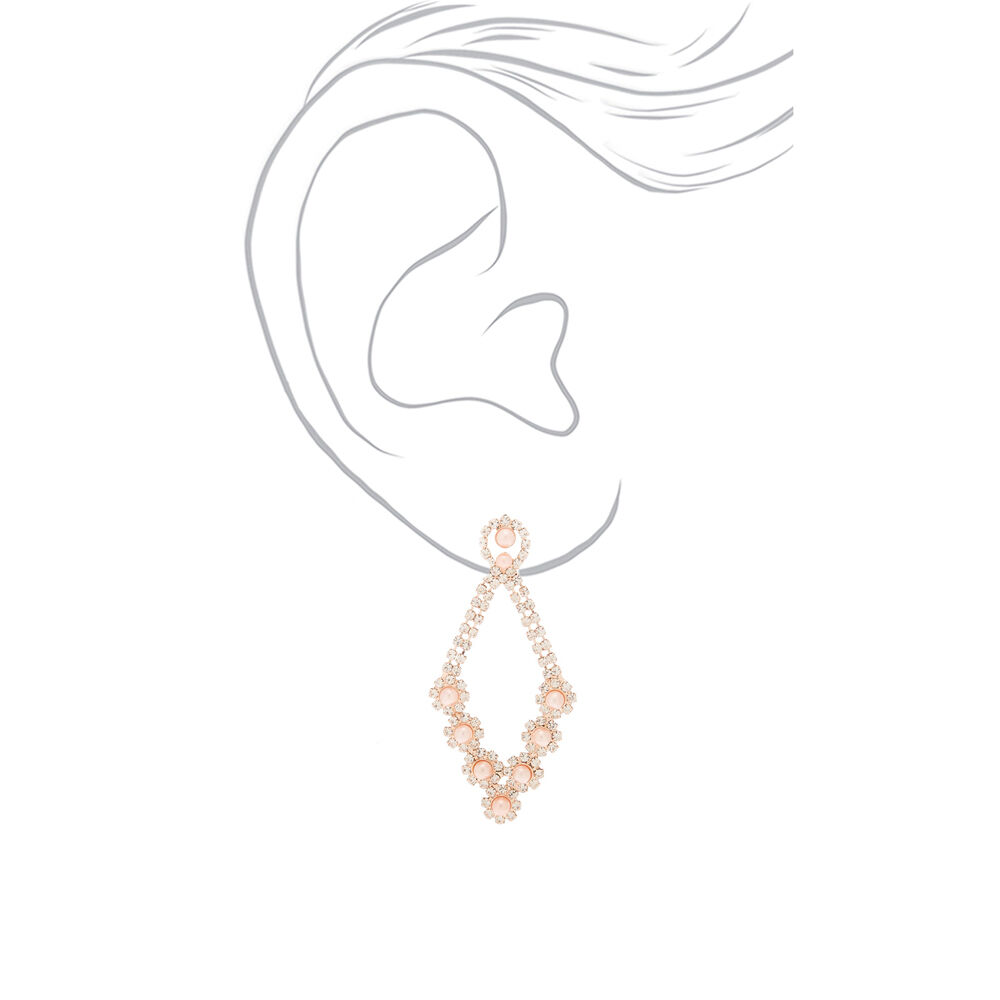 Rose Gold Pearl 2.5" Chandelier Drop Earrings,