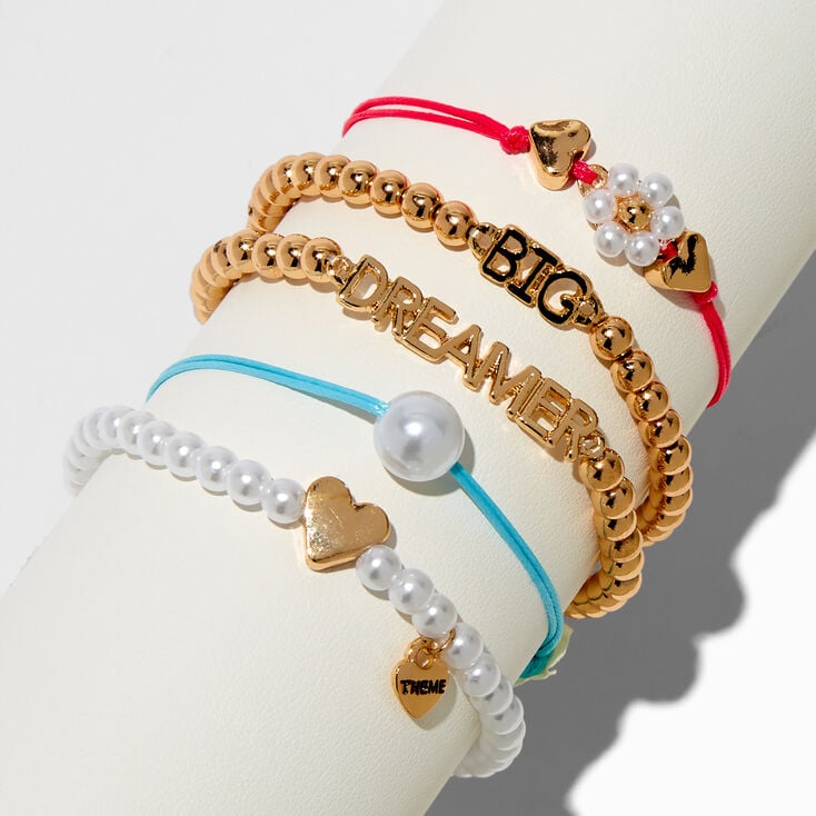 T H E M E x Claire&#39;s &#39;&#39;Big Dreamer&#39;&#39; Beaded Bracelet Set - 5 Pack,