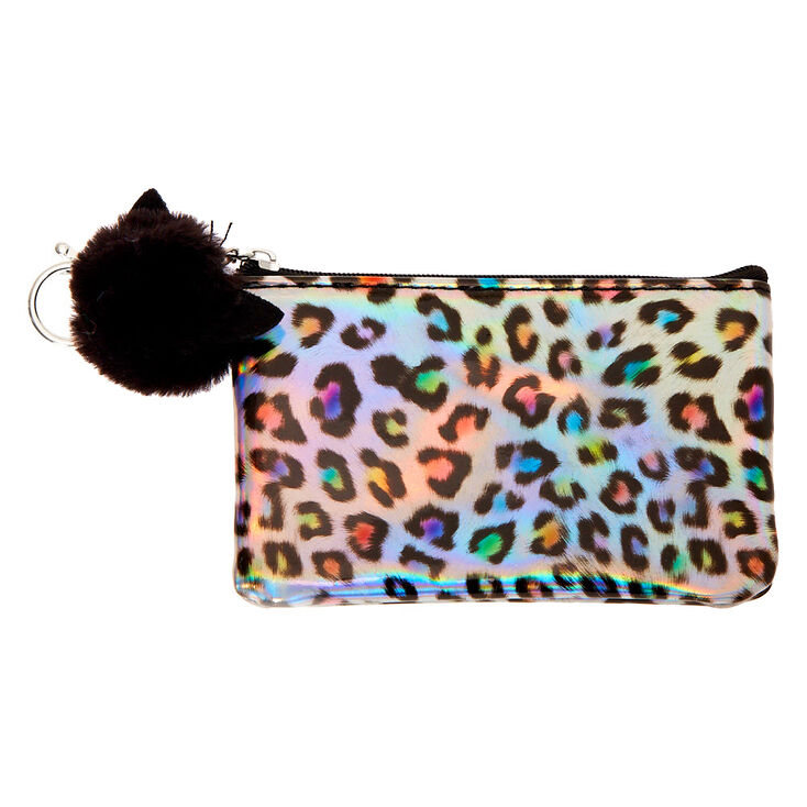 Holographic Rainbow Leopard Coin Purse - Silver,