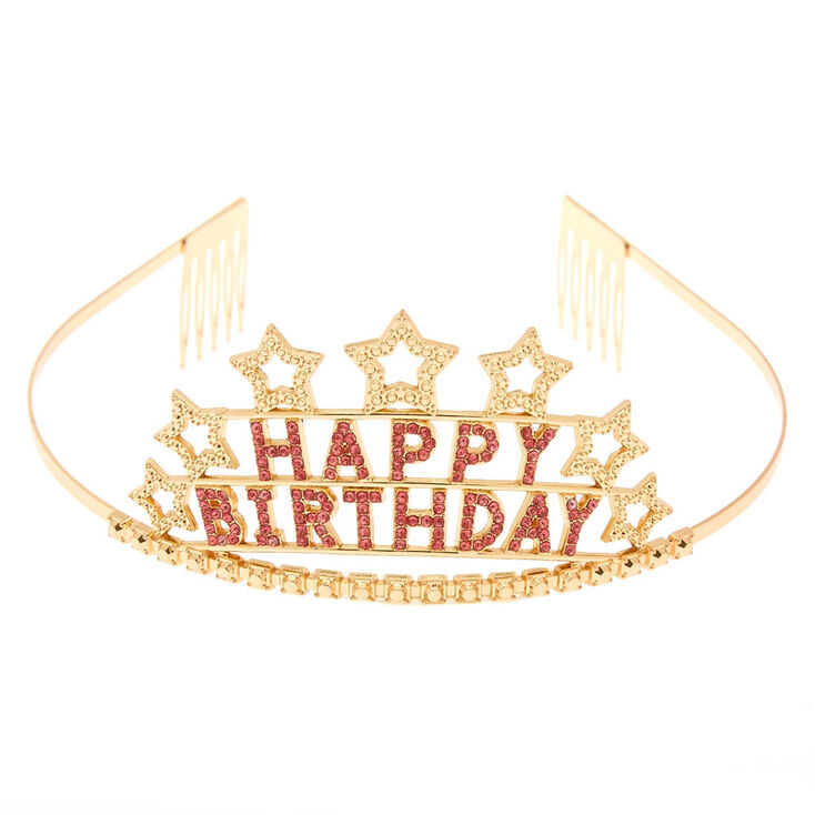 Claire&#39;s Club Gold Happy Birthday Tiara,