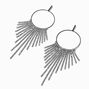 Hematite Crystal 5&quot; Dreamcatcher Fringe Drop Earrings,