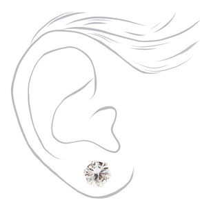 C LUXE by Claire&#39;s Sterling Silver Cubic Zirconia 7mm Round Cupcake Stud Earrings,