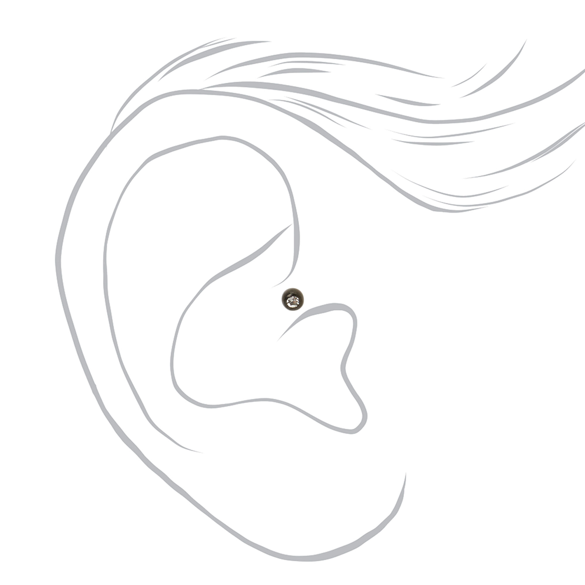 Black Titanium 16G Spike Mixed Tragus Flat Back Stud Earrings (3 Pack),
