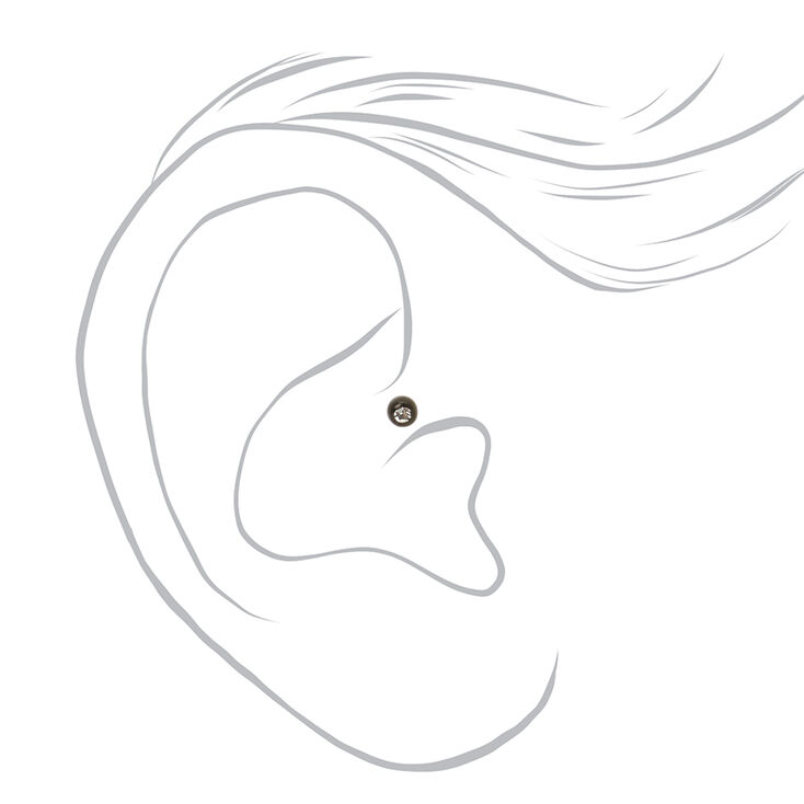Black Titanium 16G Spike Mixed Tragus Flat Back Stud Earrings &#40;3 Pack&#41;,